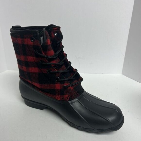 Sperry Mens Saltwater Buffalo Check Boot Red Size 10 M main image 6